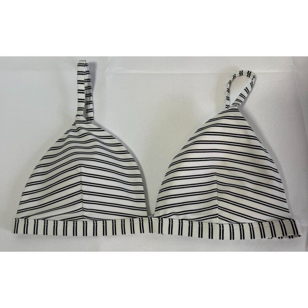Hollister Black and White Striped Bikini Top